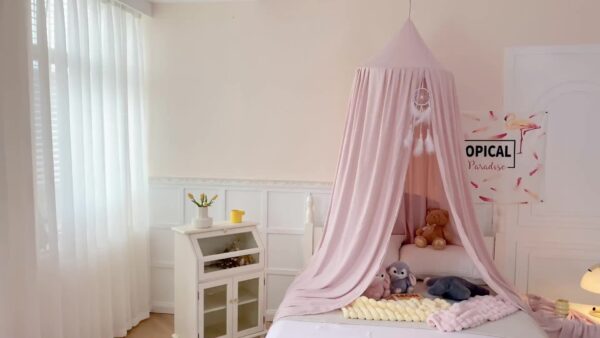 1pc Princess Style Kids Bed Canopy, Soft Polyester 100% Fabric, Machine Washable, Dreamy Mosquito Netting, Contemporary Reading Nook Tent for Girls Room, Indoor Use, 100-120 gsm - Image 17