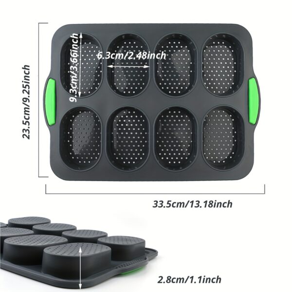 1-Pack Non-Stick Bakeware - 8-Cup (7+1) Silicone Cookie, Pastry Pan, Burger, Hot Dog, French Bread, Baguette - Oven Safe to 446°F (230°C), Easy Clean, Perfect for Thanksgiving, Christmas, Easter, Halloween, Hanukkah - Commercial & Home Kitchen Use, Baking - Image 4