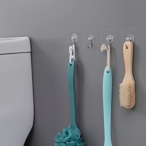 10pcs of Strong Adhesive Kitchen Hooks Adhesive Suction Cups Punch-Free Suction Cups Bathroom Wall-Mounted Toilet Wall Traceless Adhesive Hooks Towel Hook Combination Multi-Functional Hanging Convenient Storage Wall Hooks, Utility Hooks - Image 9