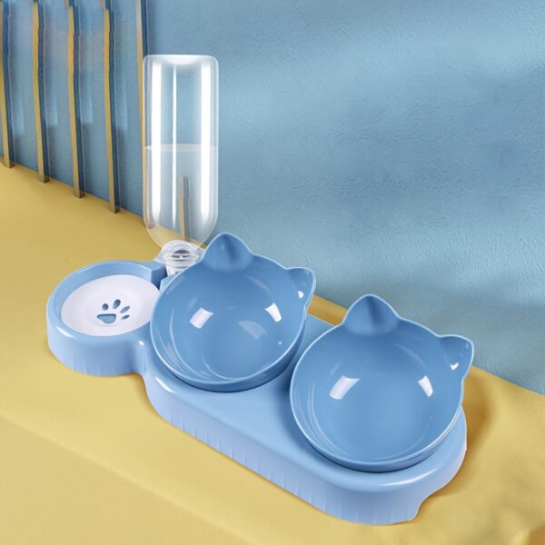 3-in-1 Tilted Pet Bowls Set with Gravity Water Feeder - Adjustable Ear Design for Neck Protection, Easy Cleaning, and Reduced Spills - Perfect for Cats and Small Dogs - Image 9