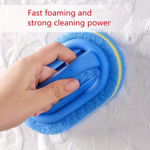 1pc, Sponge Cleaning Brush With Handle, Bathroom Bath And Tile Scrub Brush, Kitchen Cleaning Sponge Wipe, Dishwashing Sponge Brush, Pot Brush, Durable Cleaning Sponge, Power Decontamination, Cleaning Supplies, Back To School Supplies - Image 7