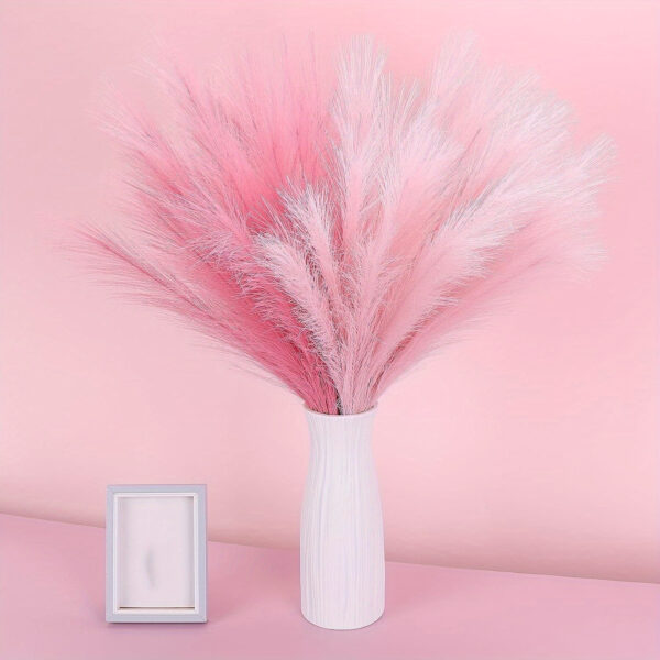 21pcs Boho Chic Artificial Pampas Grass - Soft Pink & White Faux Reed Feathers for Vase Arrangements, Perfect for Home, Wedding, and Farmhouse Decor, 55.88cm Tall Adjustable Stems, Flower Decor - Image 10