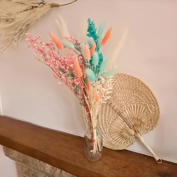 26pcs Set Of Pink Dried Flower Ribbon Vases - Including Teenage Breath, White Pampas Grass, Turquoise Roskus, And Pink/blue Bunny Flowers | Perfect for DIY Jewelry Making - Image 11