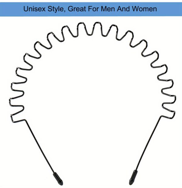 Non-Slip Elastic Black Wavy Metal Headband - Hair Band for Outdoor Sports & Fashion Accessory, Men's Spring Hair Clip - Image 21