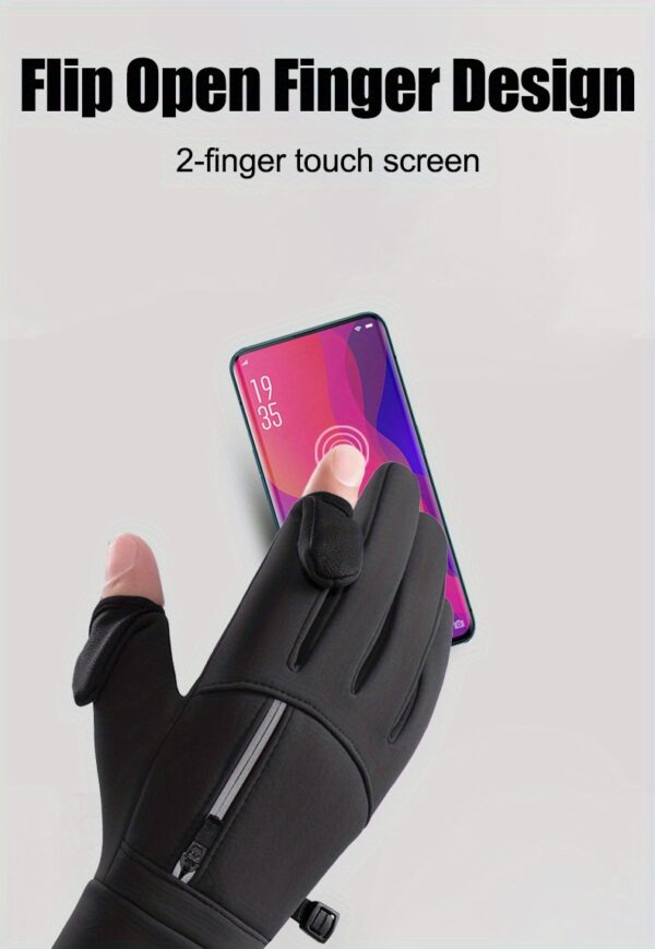 1pair Winter Windproof Waterproof Touch Screen Warm Gloves, For Outdoor Cycling, Fishing, Running, Skiing Christmas Gift - Image 15