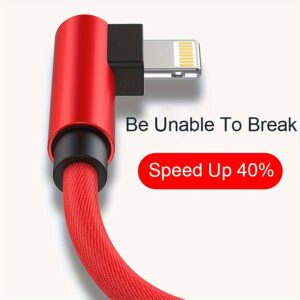 Ultra-Fast 90-Degree USB Charging Cable - Rapid Power Delivery, Tangle-Free Design, Wide Compatibility for iPhone 14/13/12/11/X/8/7/7Plus/6/6S/5, iPad, and More Devices