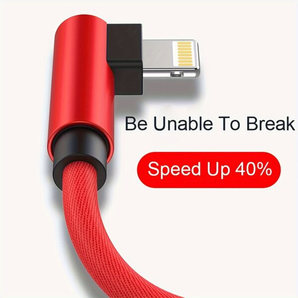 Ultra-Fast 90-Degree USB Charging Cable - Rapid Power Delivery, Tangle-Free Design, Wide Compatibility for iPhone 14/13/12/11/X/8/7/7Plus/6/6S/5, iPad, and More Devices