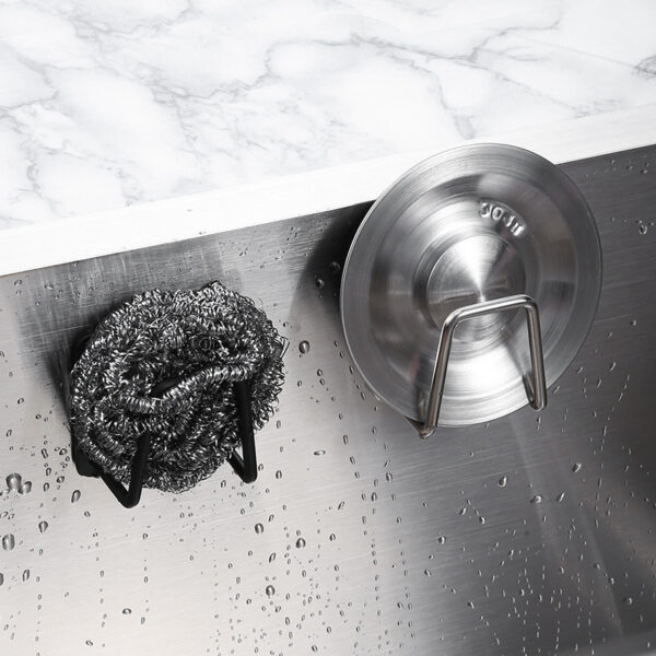 1pc/4pcs, No Punching Sponge Holder, Wall Mount Sponge Rack, Stainless Steel Sink Drain Rack, Random Color