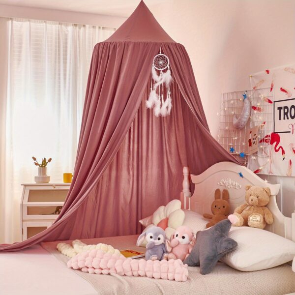 1pc Princess Style Kids Bed Canopy, Soft Polyester 100% Fabric, Machine Washable, Dreamy Mosquito Netting, Contemporary Reading Nook Tent for Girls Room, Indoor Use, 100-120 gsm - Image 13