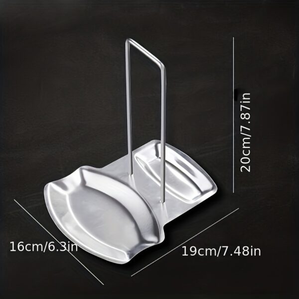 1pc Stainless Steel Pot Lid Rack Shelf with Drain Tray Bracket - Free Punching Soup Spoon Rack with Removable Shelf - Kitchen Accessories for Easy Pot Cover Storage and Drainage - Image 5
