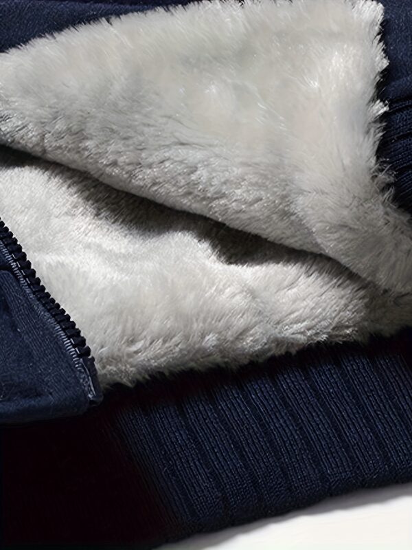 Men's Warm Fleece Hooded Jacket, Casual Color Block Jacket Coat For Fall Winter - Image 33