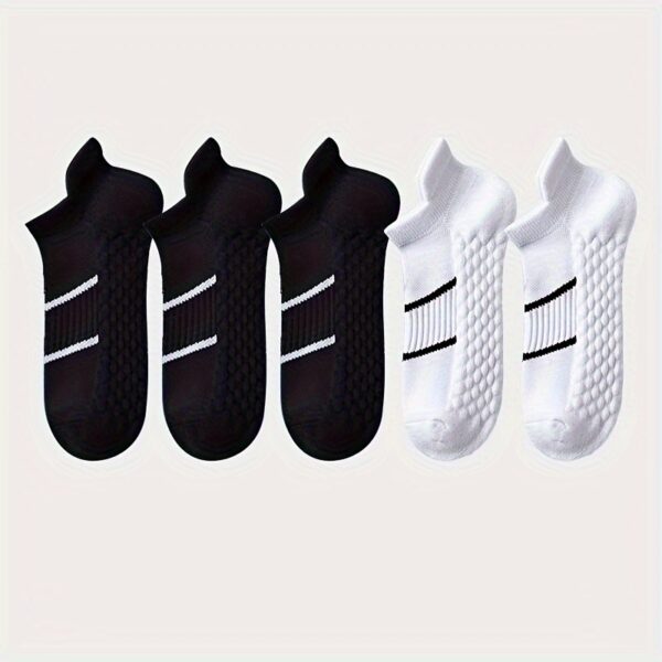 5pairs Men's Professional Sports Socks, Summer Thin Mesh Breathable Sweat-absorbing Anti-odor Ear Lifting Heel Guard Short Socks - Image 15