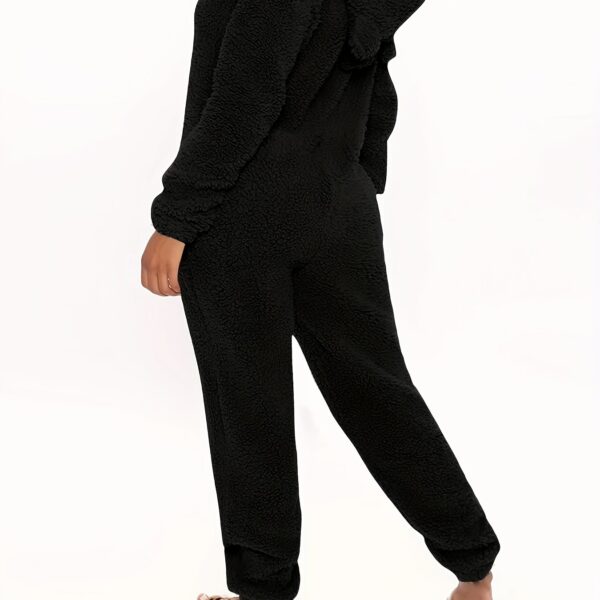 Fuzzy Hooded Pajama Jumpsuit For Music Festival, Comfy & Cute Long Sleeve Zipper Pajamas, Women's Lingerie & Sleepwear - Image 12