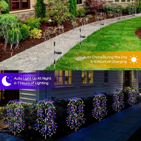 1 Solar Firecracker Willow Fireworks Light - 120/200 LED, 8 Vibrant Modes, Durable IP44, Solar Charging, Ideal for Yard, Garden, Pathway, Parties, Camping, Picnics, Christmas, Ramadan, Easter, Valentine'S Day Decor, Outdoor Lighting | Colorful Fireworks D - Image 10