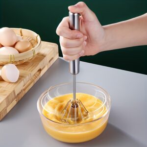 [1pc Multifunctional Whisk & Frother] 1pc Multifunctional Stainless Steel Whisk & Milk Frother, Home Baking Tools, Cream Egg Hand Blender, Household Push Blender Blender - Egg Whisk, Milk Frother, Hand Push Blender Blender Multi-Tool Eid Al-Adha Mubarak