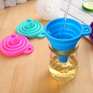 1pc Silicone Collapsible Funnel, Multi-Functional Portable Mini Kitchen Extendable Filter, Plastic Material, with Liquid Dispensing Tool for Cereal, Pasta, Rice, Sand Screening