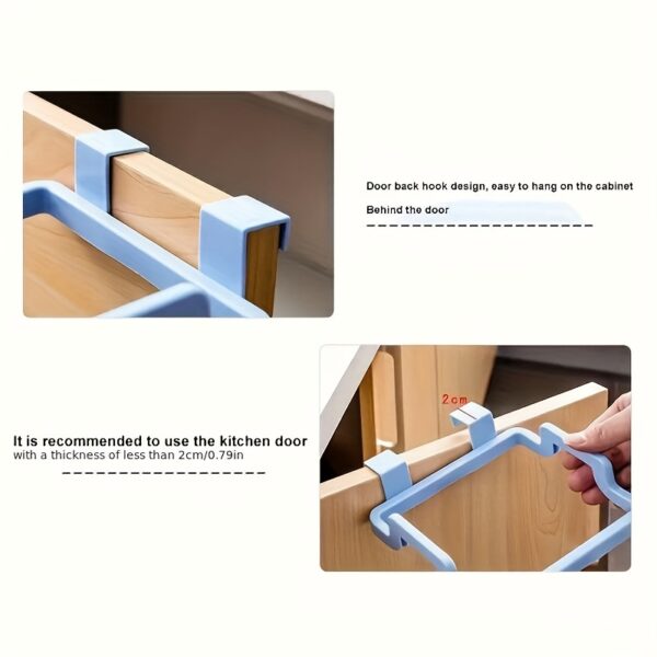 Reusable Plastic 1pc Over-the-Cabinet Garbage Container - Bag Holder Rack For Kitchen, Pantry, Garage & Bathroom - Image 8