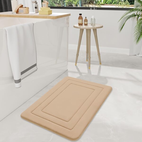 1pc Vintage-Inspired Memory Foam Bath Mat - Non-Slip, Absorbent, Cushioned Floor Mat for Kitchen, Bathroom, Bedroom, Laundry Room - Rectangular Polyester Blend Area Rug with Geometric Pattern, Perfect Gift for Women, Mom, Daughter, Bathroom Mat | Vintagei - Image 3