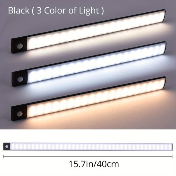 1pc KATHYLIGHT LED Motion Sensor Cabinet Light, Brushed Metal Strip Sconce with Voice Control, Wireless Magnetic USB Rechargeable, Auto-shut-off, Detachable Fixture, Plastic Shade, for Wardrobe, Closet, Kitchen, Stairs, Corridor, Shelf - 800mAh Lithium Ba - Image 9