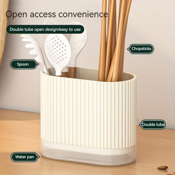 1pc Utensil Holder, Countertop Knife & Fork Storage Drain Box, Multifunctional Plastic Rectangular Drainage Fridge Box, For Spatula, Spoon, Knife, Chopsticks And Fork, Household Storage Supplies - Image 12