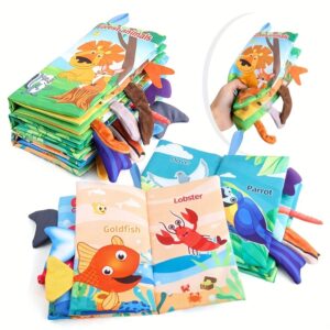 Baby Books -Baby Toys Gifts Touch Feel First Cloth Crinkle Soft Books Infant Tummy Time ToysLearning Sensory Baby Toys Stroller Toys Christmas Halloween Thanksgiving Gifts