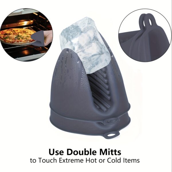 2pcs Black Silicone Oven Mitts - Heat Resistant, Textured Grip Pot Holders with Hanging Loop for Kitchen - Ideal for Cooking & Baking, Oven Mitts And Pot Holders - Image 14