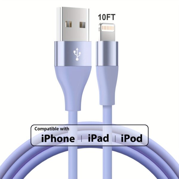 1/3pcs 10ft Fast Charging Cable - MFi Certified for iPhone 14/13/12/11 Pro Max/12 Mini/XR/XS/X/8/7/6 Plus SE (Lightning Connector) - Image 5