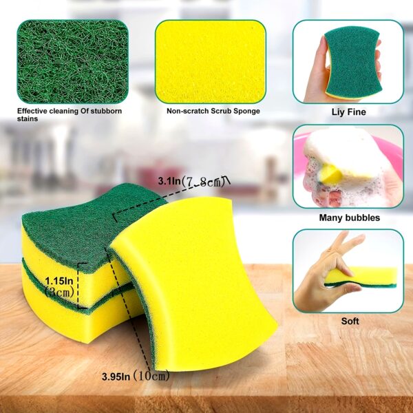 12/24pcs Kitchen Cleaning Sponge, Dish Towel, Scouring Pad, Dishware Anti-Scratch Scrubbing Sponge - Image 14