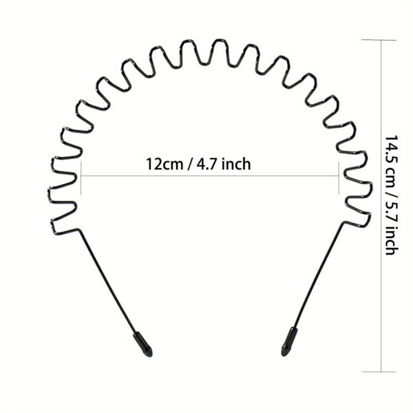 Non-Slip Elastic Black Wavy Metal Headband - Hair Band for Outdoor Sports & Fashion Accessory, Men's Spring Hair Clip - Image 23