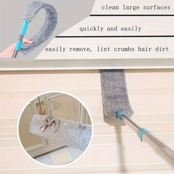 1set, Microfiber Dusting Brush With Extension Rod, Washable Extendable Dust Duster, Retractable Crevice Dust Cleaner, Dry Wet Dual-use Cleaning Brush, Multipurpose Dust Removal Brush, Suitable For Sofa Bed And Furniture Bottom, Cleaning Supplies - Image 13