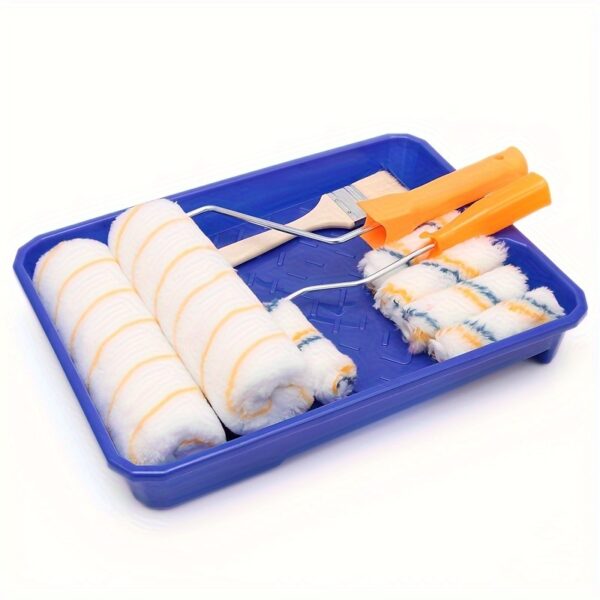 9pcs Paint Roller - Paint Brush, Paint Tray, Roller Paint Brush, Home Painting Supplies, Paint Brush, House Painting Tray, Painting Tools, Roller And Paint Brushes, Interior Paint Brushes - Image 4