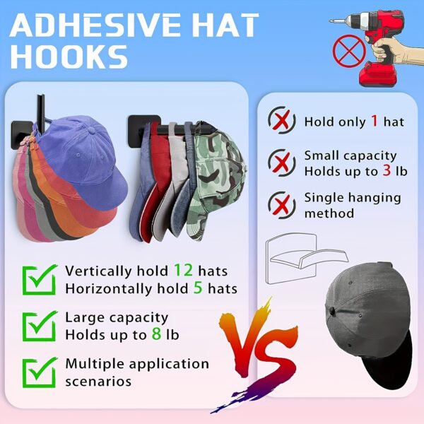 1pc/2pcs/3pcs/4pcs Punch-free Hat Storage Hook, Hanging Plastic Hook for Keys, Hat, Towels, Self-Adhesive Hook for Sundries, Household Space Saving Storage Organizer for Entryway, Hallway, Bathroom, Bedroom, Home, Dorm - Image 6