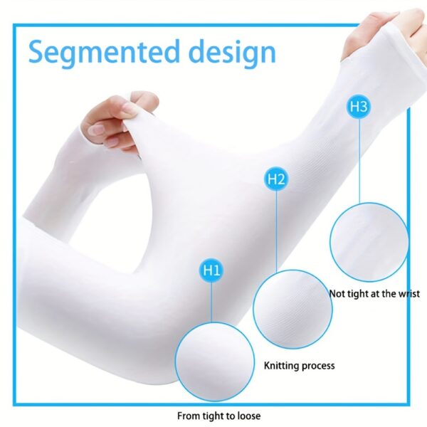 2pcs (1 Pair) Women's Ice Silk Arm Sleeve Sports Sleeve Sun Protection Hand Cover Cooling Gloves For Running Fishing Bike - Image 10
