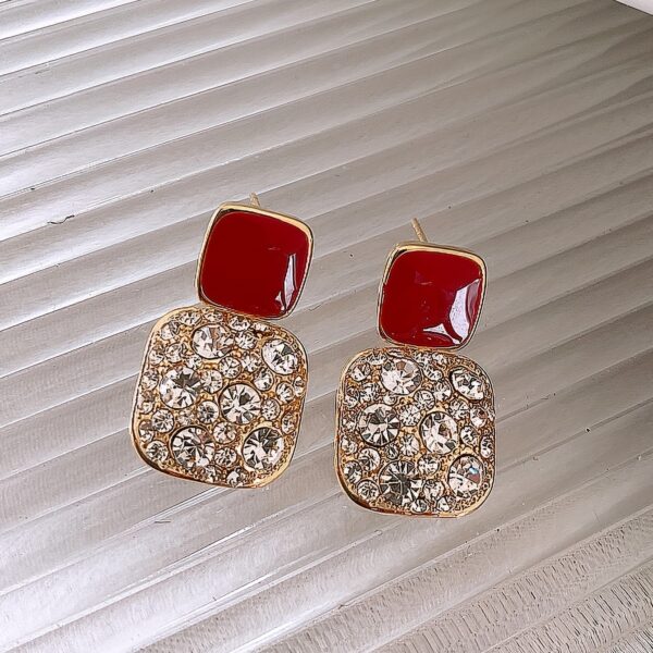 Square Shape Full Shiny Rhinestone Decor Dangle Earrings Luxury Elegant Style Alloy Jewelry Banquet Party Ear Ornaments - Image 13
