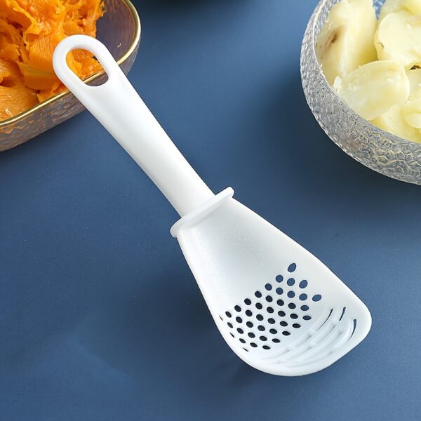 1pc Multi-Functional Kitchen Grinding Cooking Spoon - Red, Durable Plastic & Polypropylene, Ideal for Mashing, Draining & Grinding Ginger/Garlic, Perfect for Home Cooking & Food Prep - Image 5