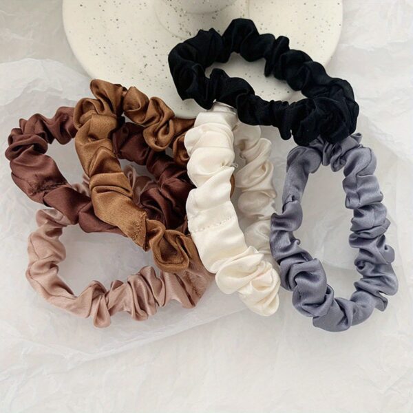 6 Pcs Silky Scrunchies Women Hair Ties Skinny Hair Scrunchy Hair Bands Elastic Hair Accessories   Women Ponytail Holders - Image 6