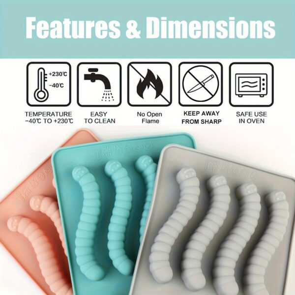 Vibrant Silicone Worm Mold - Non-Stick, Easy Release, BPA-Free, Perfect for Halloween Decorations, Cake Making, Gelatin, Gummies, Chocolate Crafting, and Creative Food Presentation - Image 4