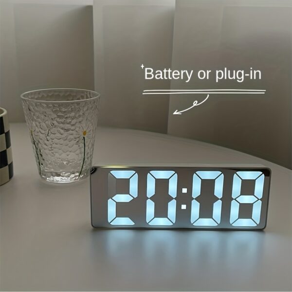 Modern LED Digital Clock with Adjustable Brightness, Date & Temperature Display - USB-Powered 12/24H Rectangular Bedroom Alarm Clock for Home Office Decor, Digital Display Clock | Contemporary Design | Durable Electronics, Alarm Clocks for Bedrooms - Image 12