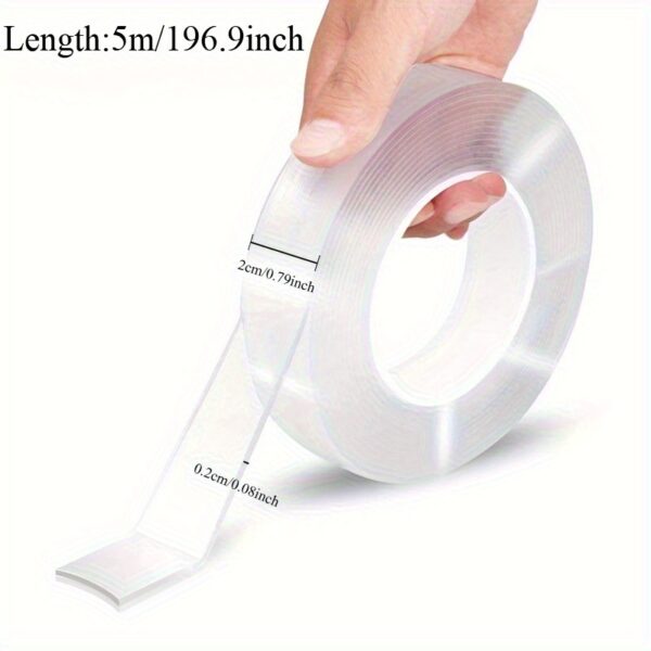 1/2/3/5 Meter Long Transparent Waterproof Tape - Strong Adhesive Reusable Washable Acrylic No-Residue Strips for Kitchen, Bathroom, Home Decor, DIY Crafts & Organization, Craft Supplies | Versatile Adhesive | Residuefree Removal - Image 9
