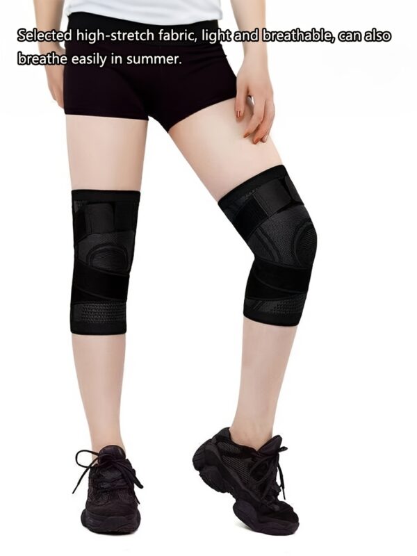 1pc protective sports knee pads, double strap large size design, Light Beige friendly quick drying elastic knitted fabric, running, mountaineering, basketball protection, sports protection preferred, necessary for sports fitness, daily use - Image 31