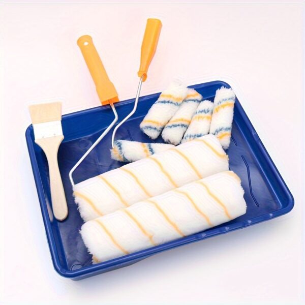 9pcs Paint Roller - Paint Brush, Paint Tray, Roller Paint Brush, Home Painting Supplies, Paint Brush, House Painting Tray, Painting Tools, Roller And Paint Brushes, Interior Paint Brushes - Image 11
