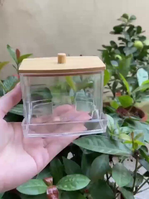 1pc Clear Acrylic Swab Holders With Wooden Lid, Dust-proof Storage Jars For Swab, Jewelry, Powder Puffs, Beauty Eggs, Household Storage Organizer For Dresser, Desktop, Bathroom, Home, Dorm - Image 12