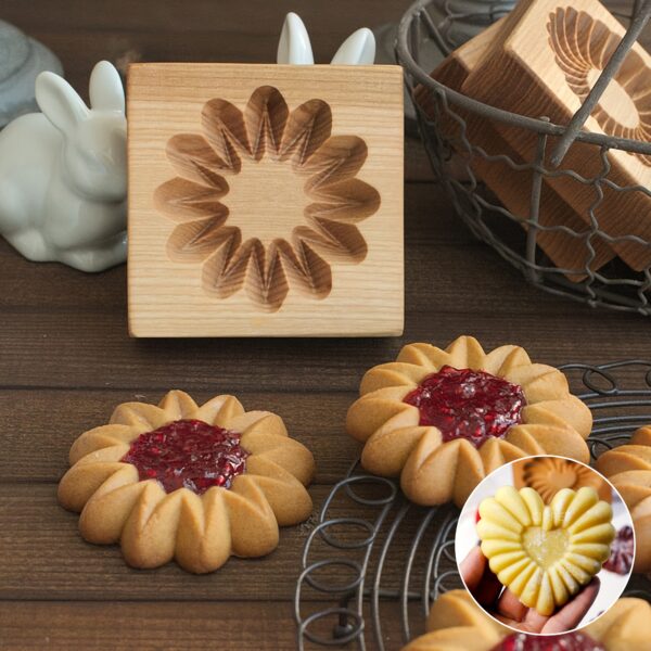 Cippes Wooden Cookie Cutter Mold, 3D Heart Daisy Snow Patterns, DIY Biscuit Stamp for Pastry, Embossing Craft Decorating Baking Tool, Ideal for Thanksgiving, Christmas, Valentine'S Day, Mother'S Day - Image 24