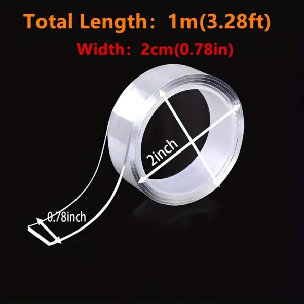 [Double-Sided Tape for Multi-Purpose Use] Reusable & Washable Nano Double-Sided Tape - Transparent, Multi-Purpose Adhesive for Home, Kitchen, Bathroom, Office & Car Use - Image 6