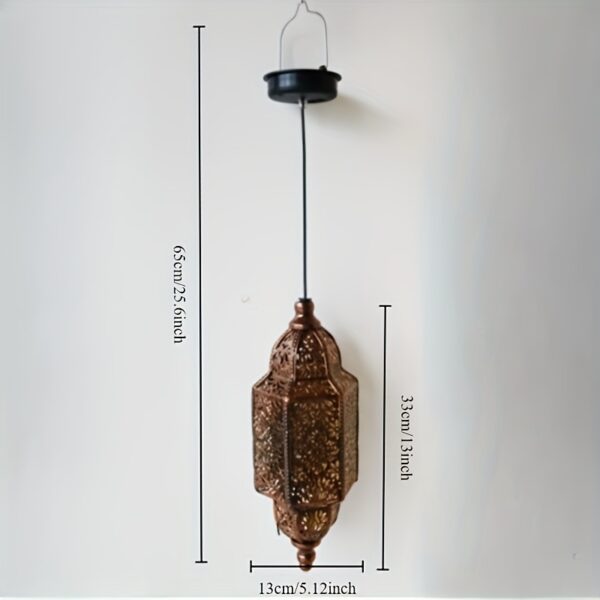 1pc Moroccan Style Solar Lantern, Polished Metal Hanging Moon Lamp, Light Sensor Controlled, Outdoor Garden Decor, Solar-Powered with 800mAh Nickel Battery, for Patio, Pathway, Yard, Porch Decor - Image 4