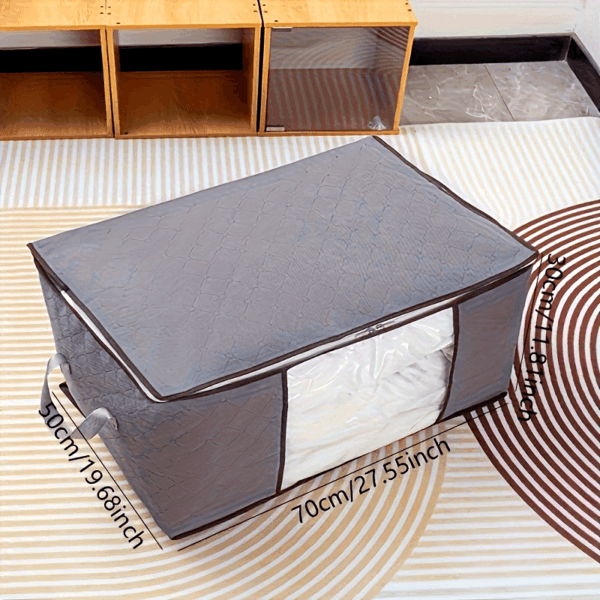 Large Non-Woven Fabric Clothes Storage Organizer Bag with Clear View Window & Secure Zipper Closure - Multi-Purpose Garment Protector for Blankets, Comforters, Seasonal Clothing Storage, Under-Bed Storage - Image 17