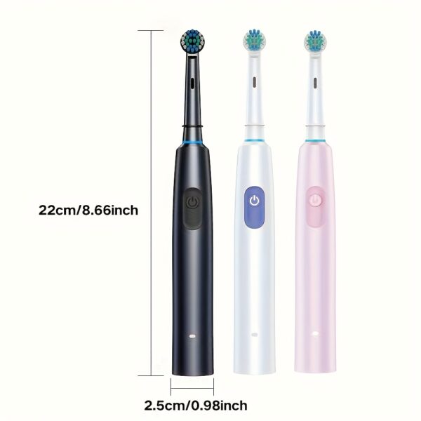 Rechargeable Automatic Smart Toothbrush for Adults - 5 Cleaning Modes, 8 Replacement Heads, USB Charging, 600mAh Lithium Battery, Ideal for Home & Travel, Perfect Gift for Students, Men, Women, Couples - Black - Image 13