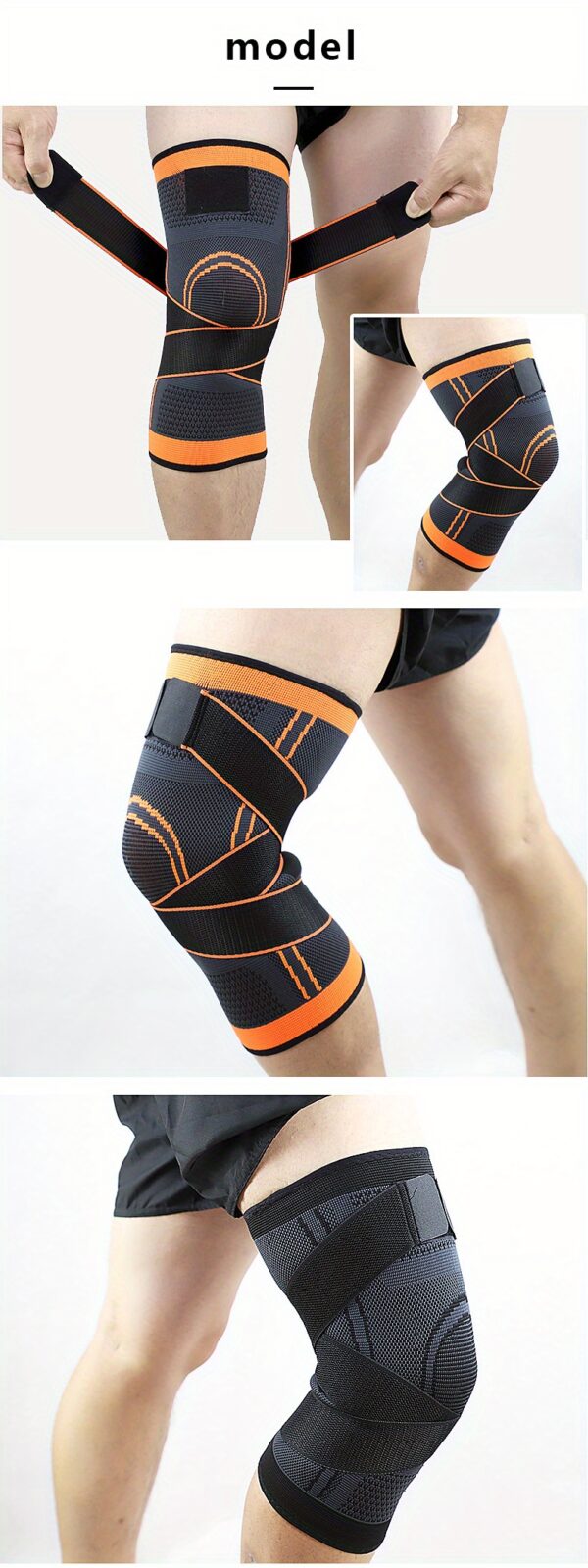 1pc protective sports knee pads, double strap large size design, Light Beige friendly quick drying elastic knitted fabric, running, mountaineering, basketball protection, sports protection preferred, necessary for sports fitness, daily use - Image 38