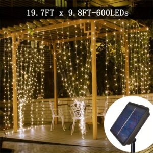 600 led solar powered fairy lights, 6  string lights, 8   metal & plastic twinkle lights for garden patio porch backyard wedding party, solar charging lithium battery, universal holiday decor - home & kitchen - Temu United Kingdom - Color : Warm White - Model : 6x3M/236.2x118.1inch 600LED