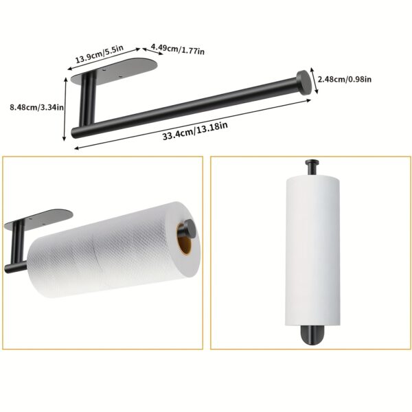 Self Adhesive Paper Towel Holder Under Cabinet For Kitchen, Paper Towel Roll Holder Wall Mount - Image 5